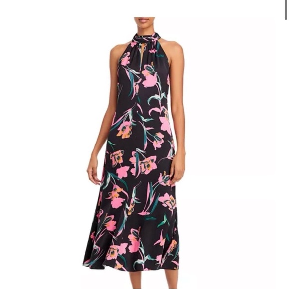 Milly Adrian Floating Botanical Halter Midi Dress Size 4 - Picture 1 of 15